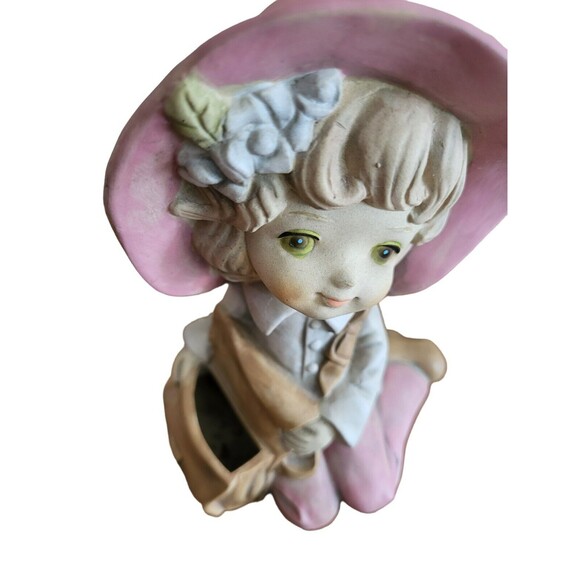 Vintage UCTCI Japan Ceramic Bisque School Girl w/ Book Messenger Bag Planter? - Picture 2 of 8